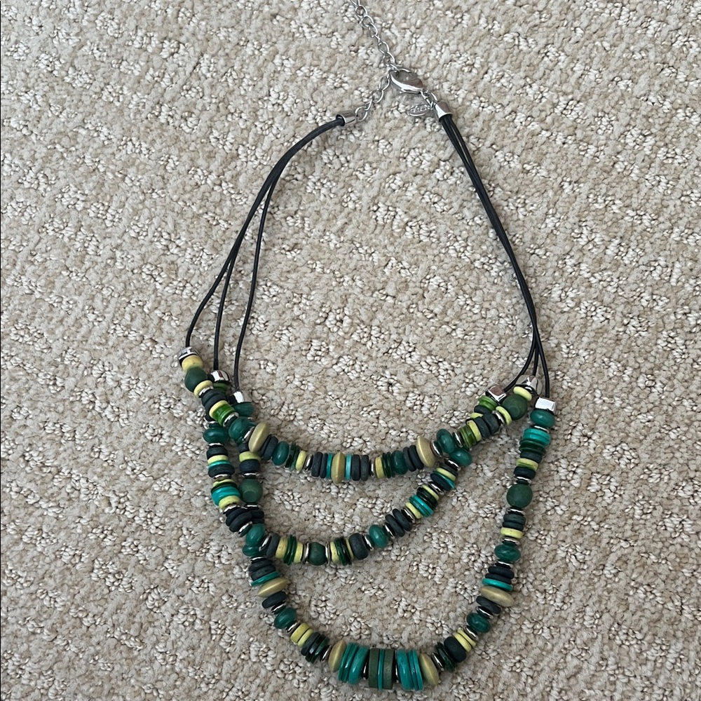 Chico’s Elegant Green Beaded Necklace